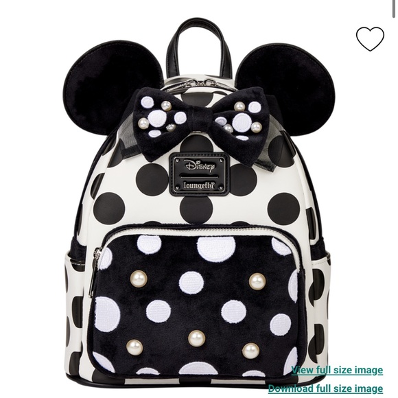 Loungefly Minnie Mouse Exclusive Polka Dot Pearl Mini Backpack & Wallet - Picture 7 of 12